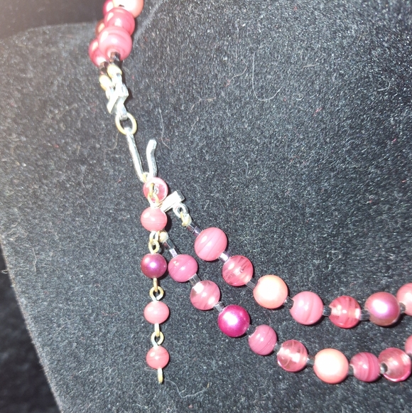 Napier Double Stranded Pink Beaded Necklace - Picture 2 of 3